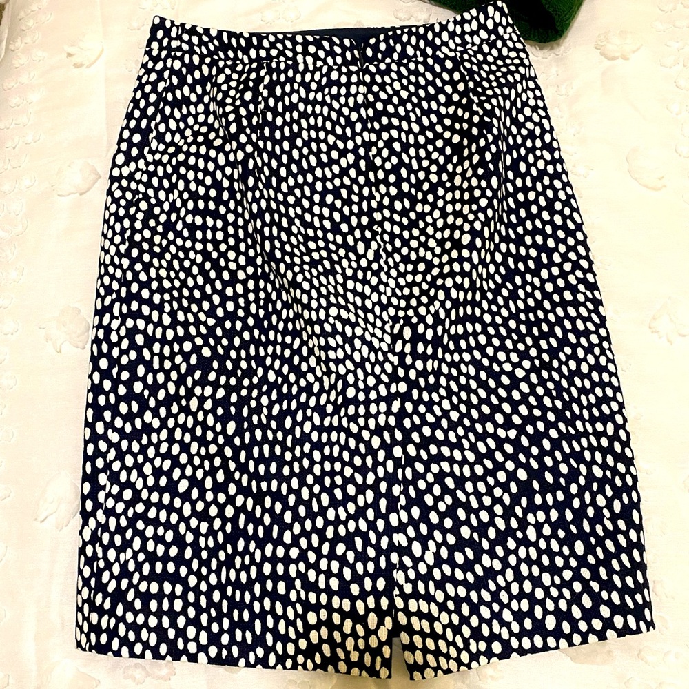J Crew The Pencil Skirt in Navy and White Size 0